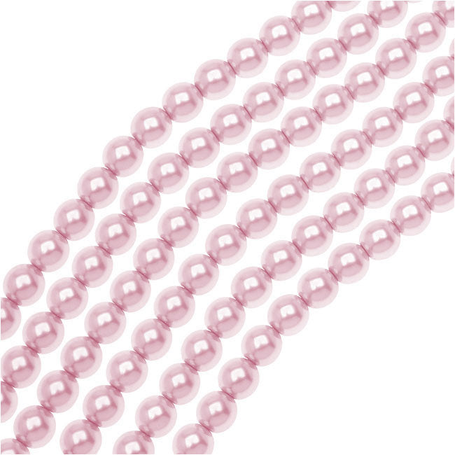 Dazzle It! Czech Glass Pearls, 6mm Round, Baby Pink (1 Strand)