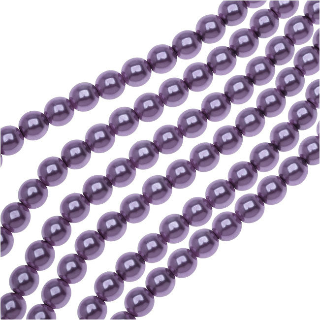 Dazzle It! Czech Glass Pearls, 6mm Round, Purple (1 Strand)