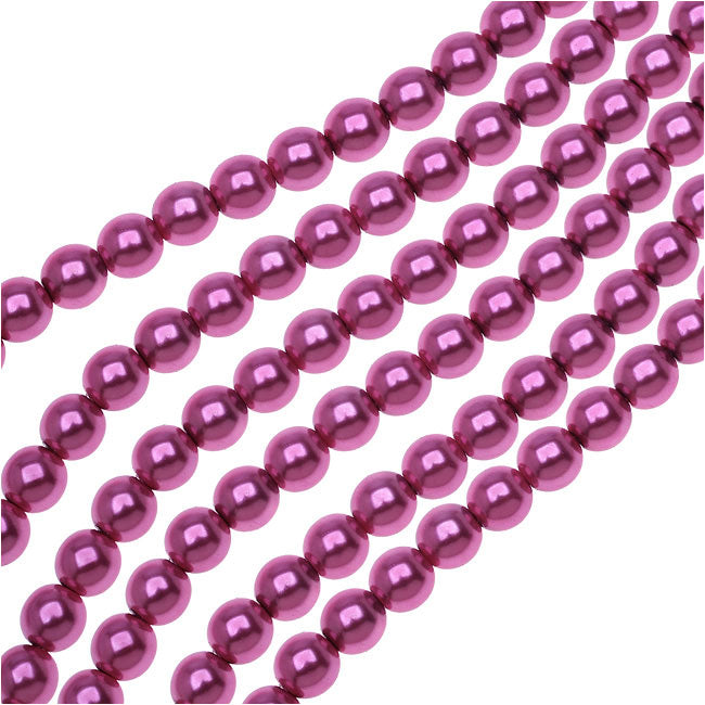 Dazzle It! Czech Glass Pearls, 6mm Round, Rose (1 Strand)
