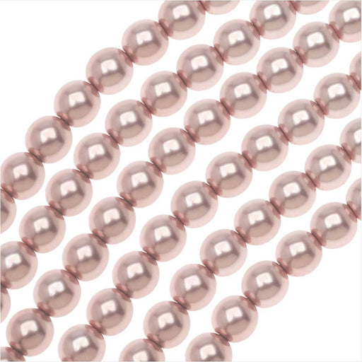 Dazzle It! Czech Glass Pearls, 6mm Round, Rose Gold (1 Strand)