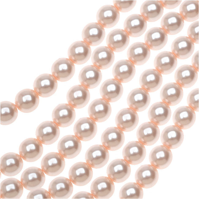 Dazzle It! Czech Glass Pearls, 8mm Round, Light Creamrose (1 Strand)