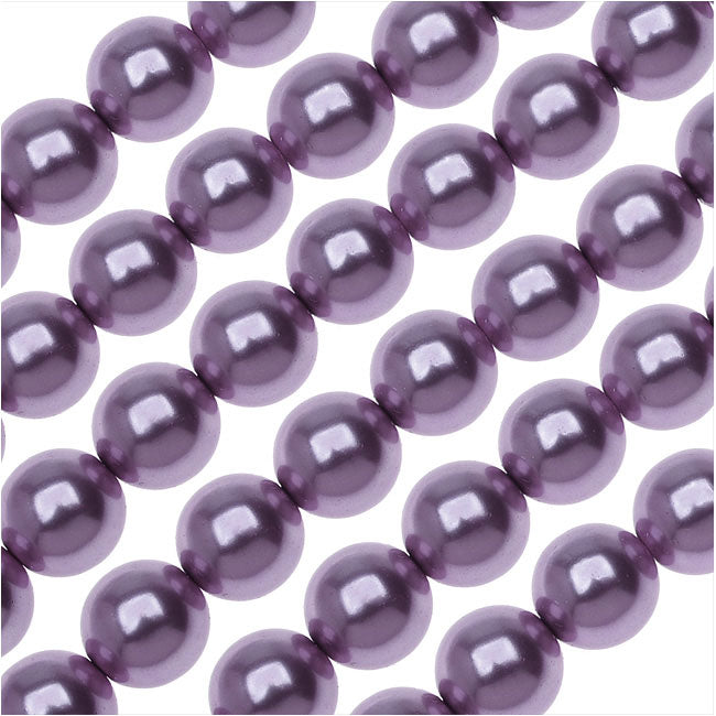 Dazzle It! Czech Glass Pearls, 8mm Round, Purple (1 Strand)