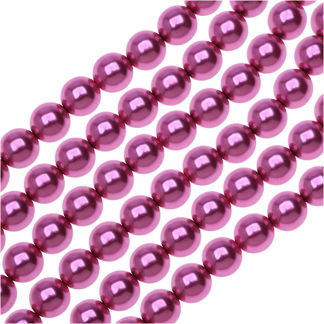 Dazzle It! Czech Glass Pearls, 8mm Round, Rose (1 Strand)