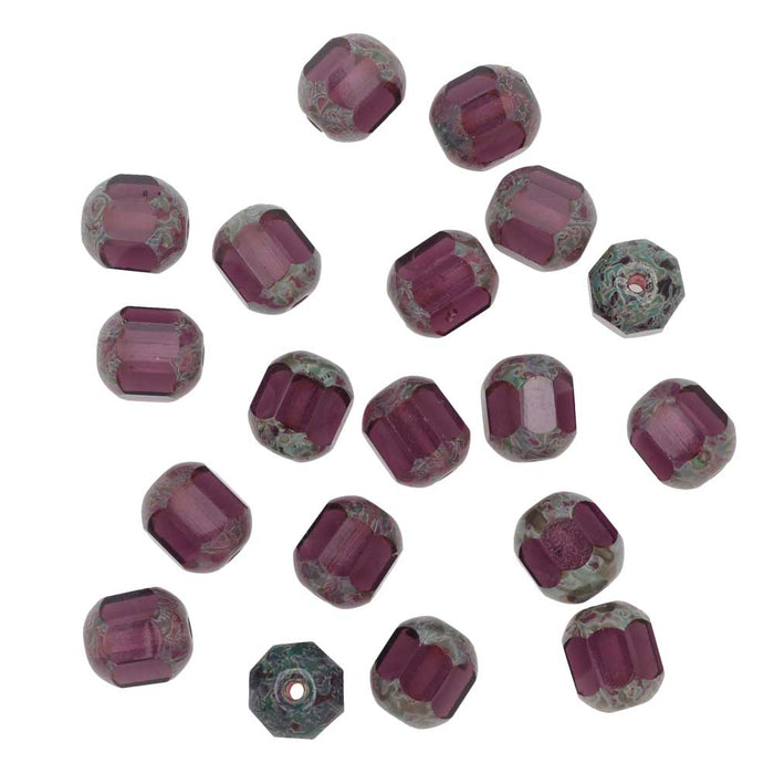 Czech Glass Cathedral Window Beads 8mm Amethyst (12 pcs)