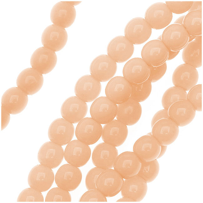 Czech Glass Pastella Collection, Smooth Round Druk Beads 4mm, Peach Blossom (1 Strand)