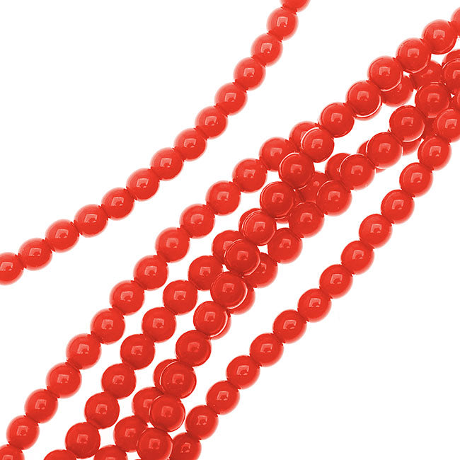 Czech Glass Pastella Collection, Smooth Round Druk Beads 4mm, Red Fatale (1 Strand)