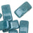 Czech Glass Carrier Beads, 2-Hole Rectangle 9x17mm, 15 Beads, Blue Luster