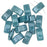 Czech Glass Carrier Beads, 2-Hole Rectangle 9x17mm, 15 Beads, Blue Luster