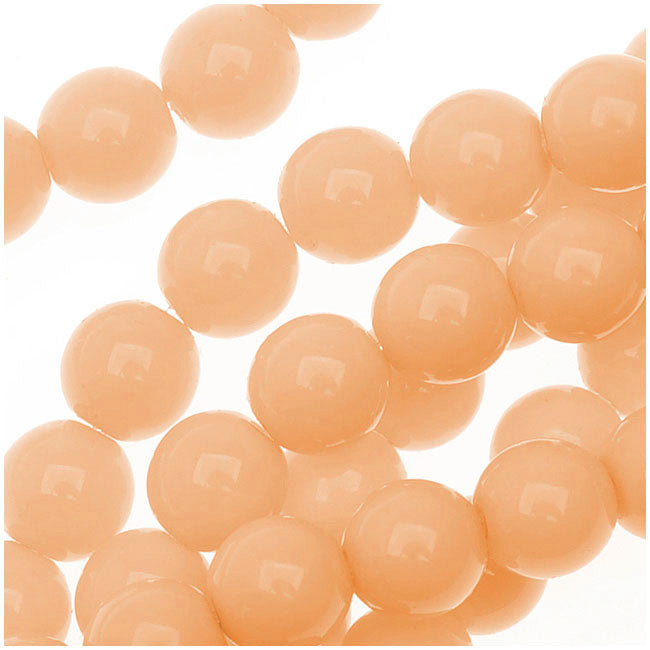 Czech Glass Pastella Collection, Smooth Round Druk Beads 6mm, Peach Blossom (1 Strand)