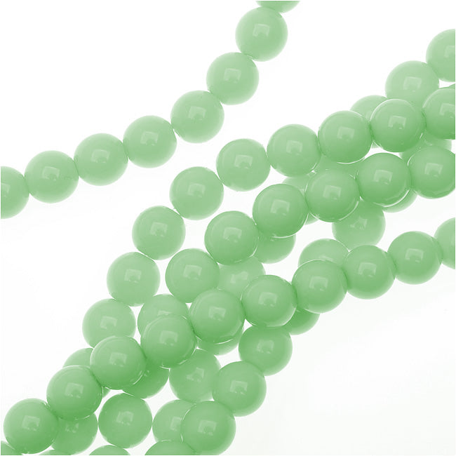 Czech Glass Pastella Collection, Smooth Round Druk Beads 6mm, Mint Green (1 Strand)
