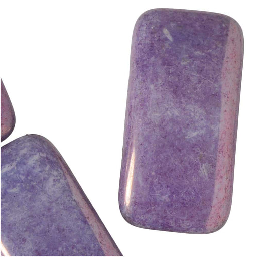 Czech Glass Carrier Beads, 2-Hole Rectangle 11x22mm, Purple Vega (12 Pieces)