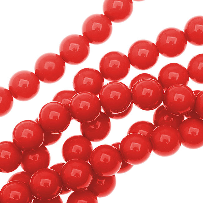 Czech Glass Pastella Collection, Smooth Round Druk Beads 8mm, Red Fatale (1 Strand)