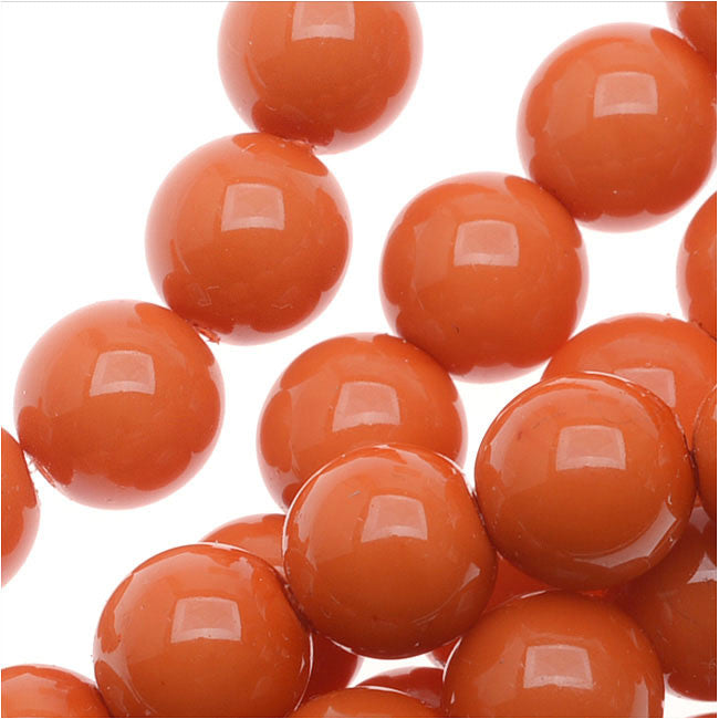 Czech Glass Pastella Collection, Smooth Round Druk Beads 8mm, Coral (1 Strand)