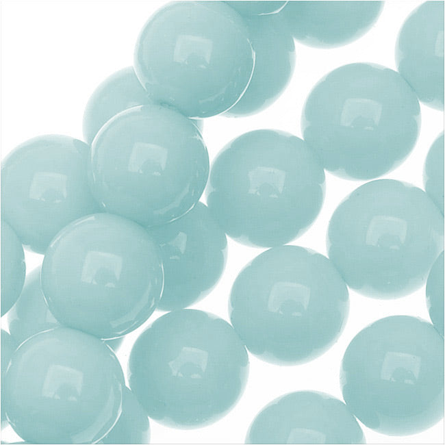 Czech Glass Pastella Collection, Smooth Round Druk Beads 8mm, Baby Blue (1 Strand)