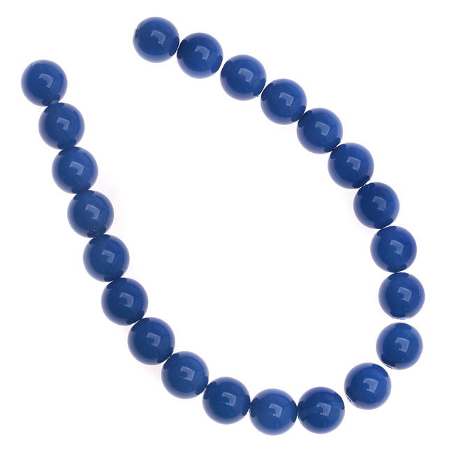 Czech Glass Pastella Collection, Smooth Round Druk Beads 8mm, Nautical Blue (1 Strand)