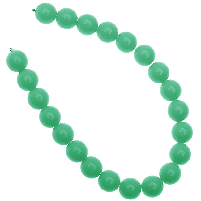 Czech Glass Pastella Collection, Smooth Round Druk Beads 8mm, Green Turquoise (1 Strand)