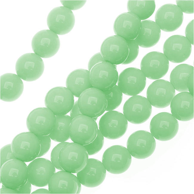 Czech Glass Pastella Collection, Smooth Round Druk Beads 8mm, Mint Green (1 Strand)