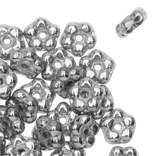 Preciosa Czech Glass, Forget Me Not Flower Spacer Beads 5mm, Full Silver (Strand)