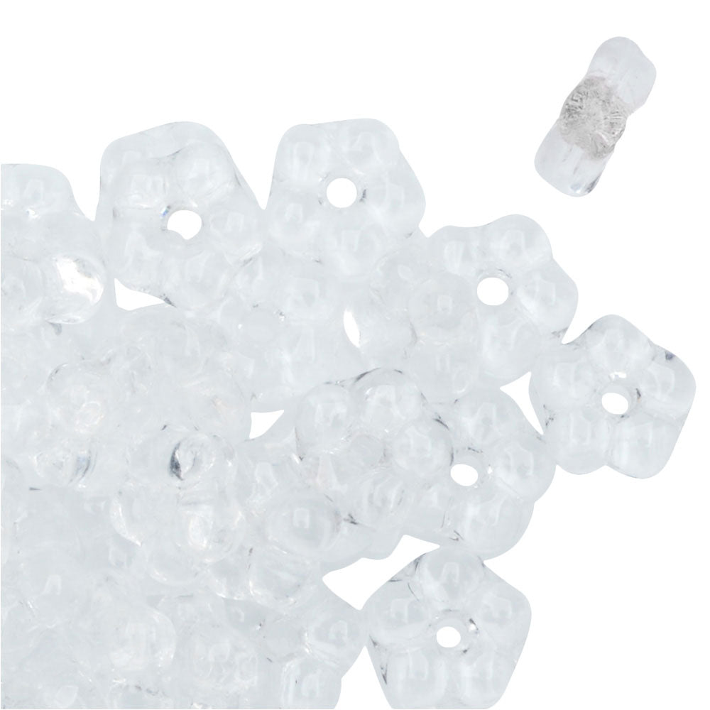 Preciosa Czech Glass, Forget Me Not Flower Spacer Beads 5mm, Crystal (Strand)