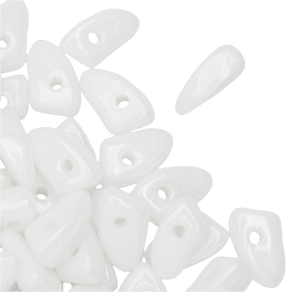Czech Glass, Prong Beads 6x3.5mm, Opaque White Luster (2.5" Tube)