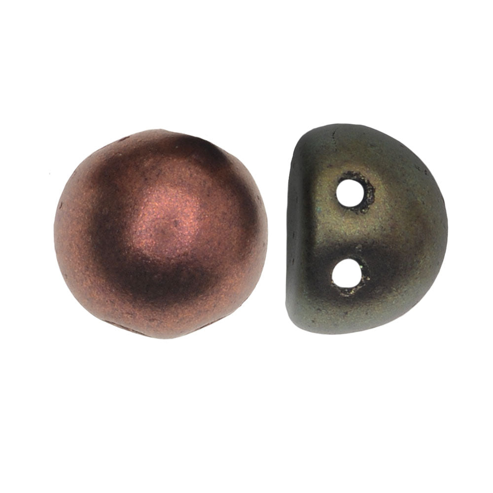 Czech Glass, Half-Drilled Round Finial Beads 2mm, Matte Metallic Leather  (2.5 Tube) — Beadaholique