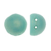 CzechMates Glass, 2-Hole Round Cabochon Beads 7mm Diameter, Sueded Gold Turquoise (2.5