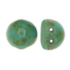 CzechMates Glass, 2-Hole Round Cabochon Beads 7mm Diameter, Opaque Turquoise Picasso (2.5