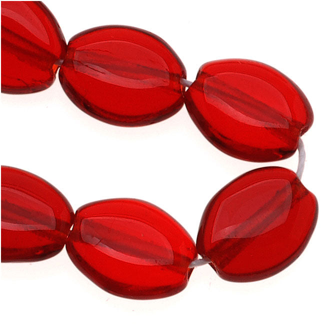 Czech Glass 8 x 6mm Flat Smooth Oval Dark Ruby Red (25 pcs)