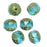 Czech Glass Beads, Center Faceted Round 10mm, Aqua Blue, Picasso, by Raven's Journey (1 Strand)