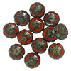 Czech Glass Beads, Hibiscus Flower 11mm, Burnt Orange Opaline, Picasso, by Raven's Journey (1 Strand)