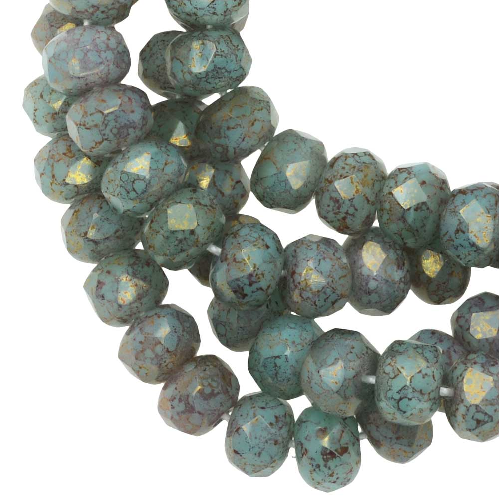 Murano Style Glass rondelle Beads <b>about 14x10mm</b> Cable style 5mm  large hole-green with white bandings <b>Up To 50% OFF!</b> per  <b>10-pc-bag</b>