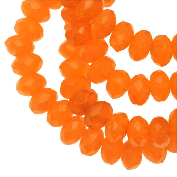 Czech Glass Beads, Faceted Rondelle 3x5mm, Orange Opaline, by Raven's Journey (1 Strand)