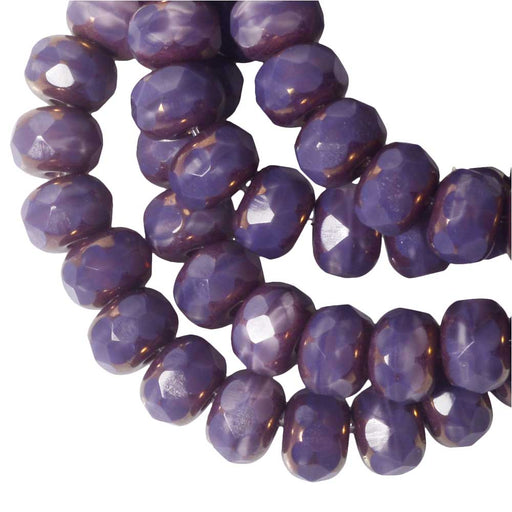 Czech Glass Beads, Faceted Rondelle 3x5mm, Purple Silk, Bronze Finish, by Raven's Journey (1 Strand)