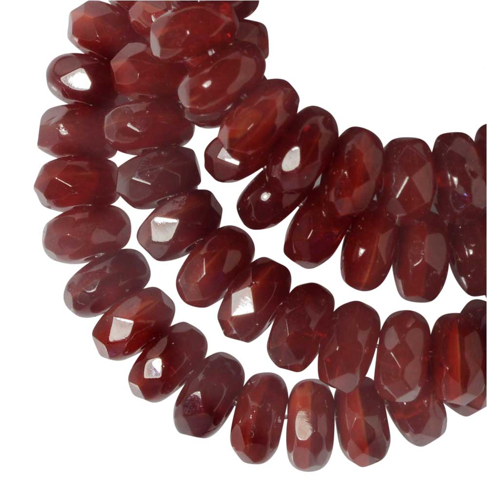 Czech Glass Beads, Faceted Rondelle 3x5mm, Red Opaline, by Raven's Journey (1 Strand)