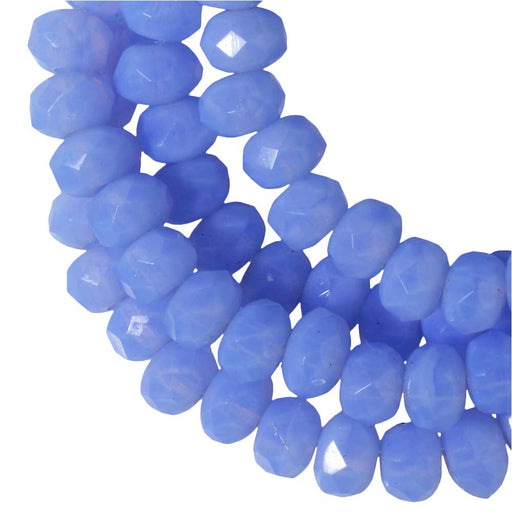 Czech Glass Beads, Faceted Rondelle 3x5mm, Sapphire Opaline, by Raven's Journey (1 Strand)