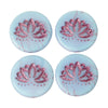 Czech Glass Beads, Lotus Flower Coin 18mm, Misty Blue Silk Matte, Pink Wash, by Raven's Journey (4 Pieces)