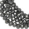 Czech Glass Beads, Faceted Rondelle 3x5mm, Chrome Opaque, by Raven's Journey (1 Strand)