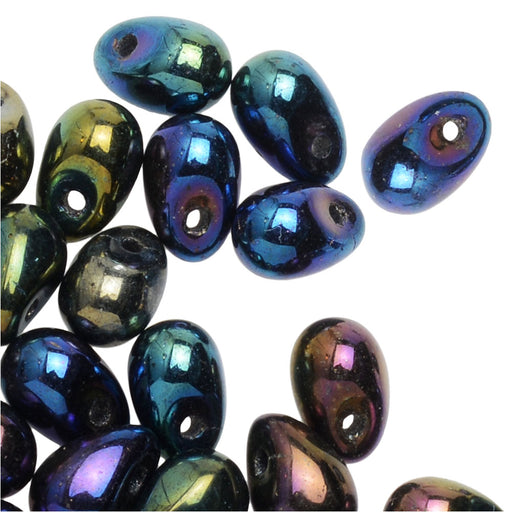 Czech Glass Beads, Teardrop 6x4mm, Blue Iris (50 Pieces)