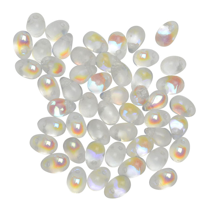 Czech Glass Beads, Teardrop 6x4mm, Crystal AB (50 Pieces)