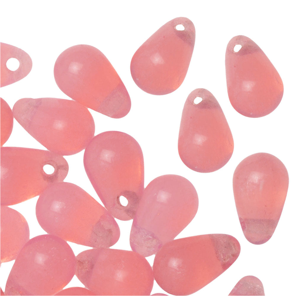 Czech Glass Beads, Teardrop 6x4mm, Rose Opal (50 Pieces)