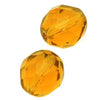 Czech Fire Polished Glass Beads 10mm Round Topaz (1 Strand)