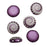 Czech Glass Beads, 2-Hole Coin 12.5mm with Laser Etched Design, Opal White with Satin Purple (6 Pieces)
