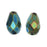 Czech Fire Polished Glass, Faceted Tear Drop Beads 10x7mm, Green Iris (12 Pieces)