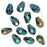 Czech Fire Polished Glass, Faceted Tear Drop Beads 10x7mm, Green Iris (12 Pieces)