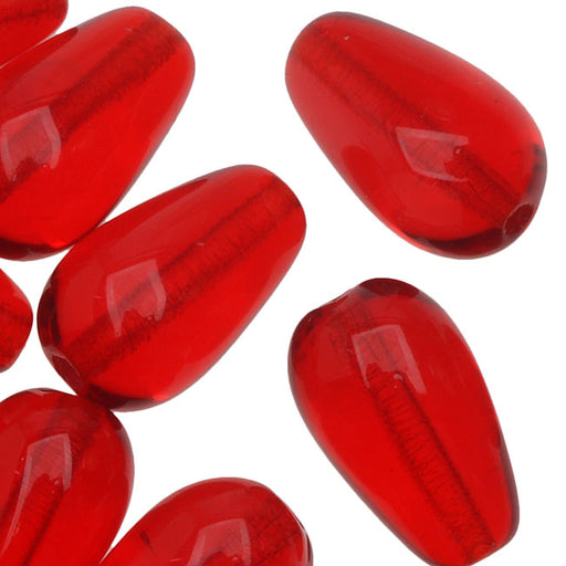 Czech Glass, Smooth Tear Drop Beads 10x6mm, Siam Red (20 Pieces)