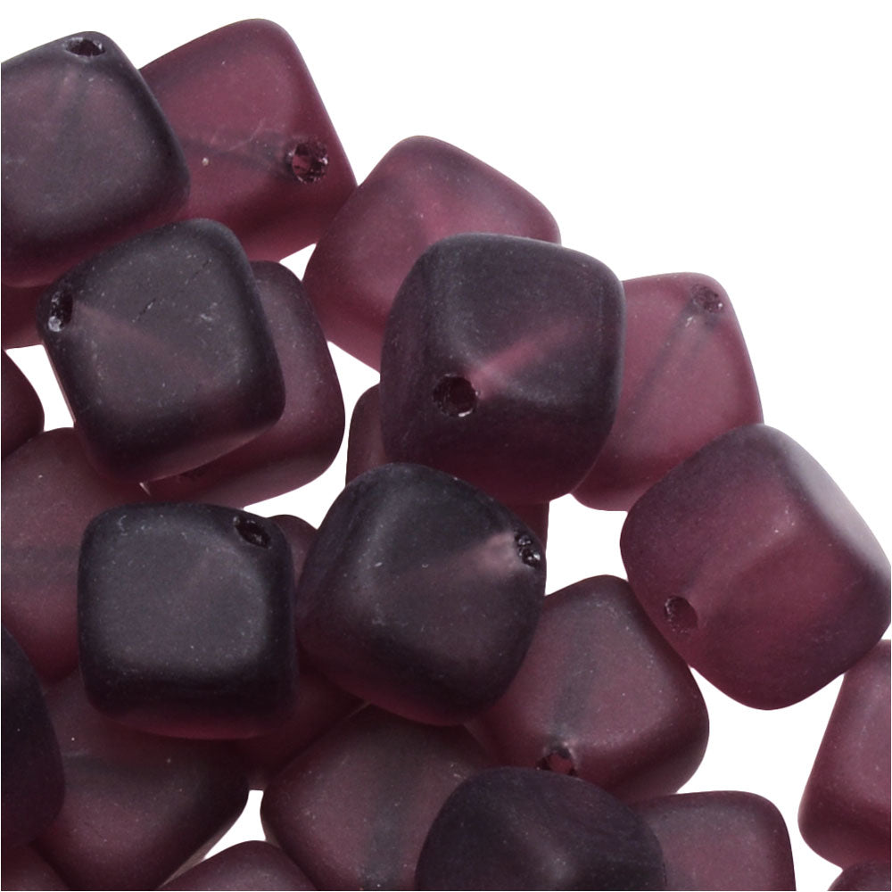 Czech Glass Beads, Cube 6mm, Matte Purple (1 Ounce)