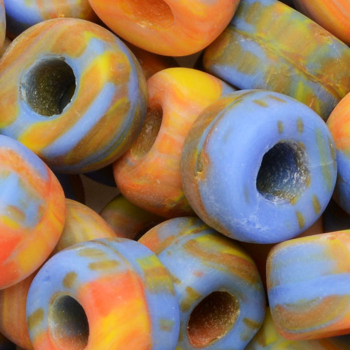 Czech Glass Beads, Donut 9mm, Matte Multi-Color Swirl (1 Ounce)