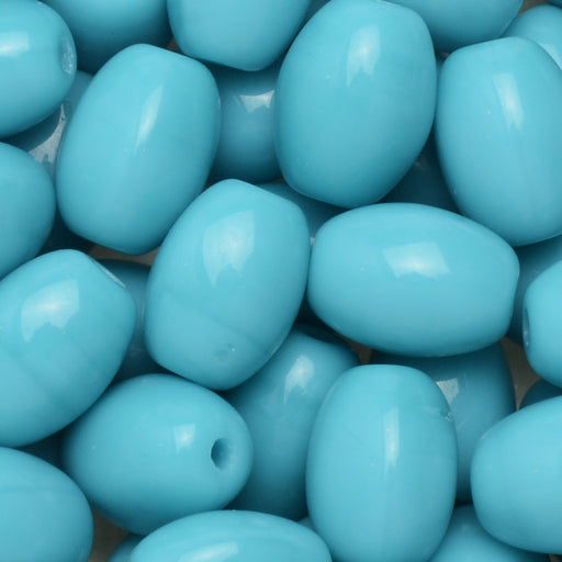 Czech Glass Beads, Oval 7.5x5.5mm, Opaque Turquoise Blue (1 Ounce)