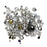 Czech Glass Beads, Fire Polished Round Assorted Sizes, Clear/Black/Silver (1 Ounce)