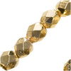 Czech Fire Polished Glass Beads 3mm Round Metallic Gold, (1 Strand)